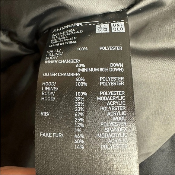 Uniqlo Down Filled Oversize Parka Coat Black Hooded Warm Winter Women’s Size 4 - Picture 6 of 15